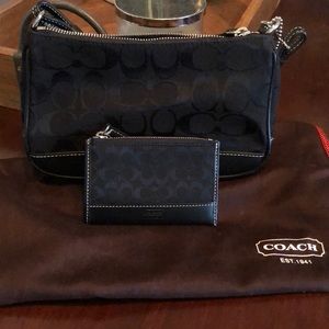 Coach shoulder bag with keychain wallet